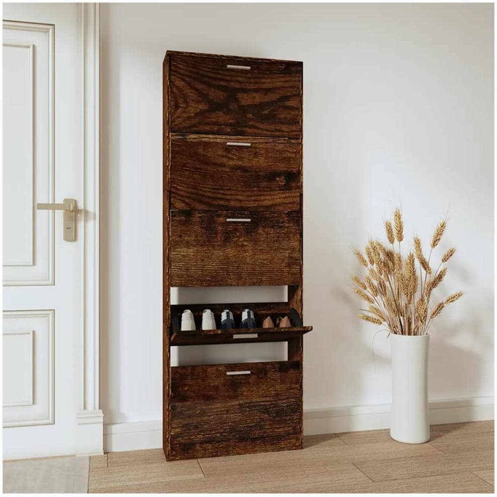 Scarpiera Rovere Fumo 59x17x169 Cm In Legno Multistrato - Foto 1