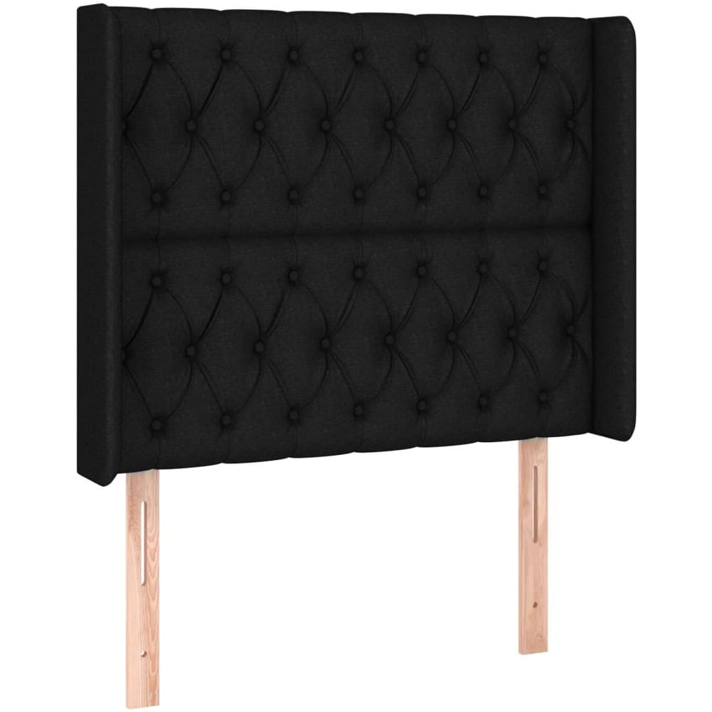 Testiera Ad Orecchio Nera 93x16x118/128 Cm In Tessuto - Foto 2