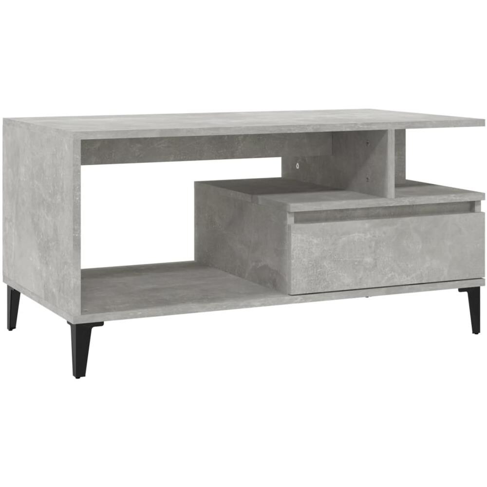 Tavolino Salotto Grigio Cemento 90x49x45 Cm Legno Multistrato - Foto 2