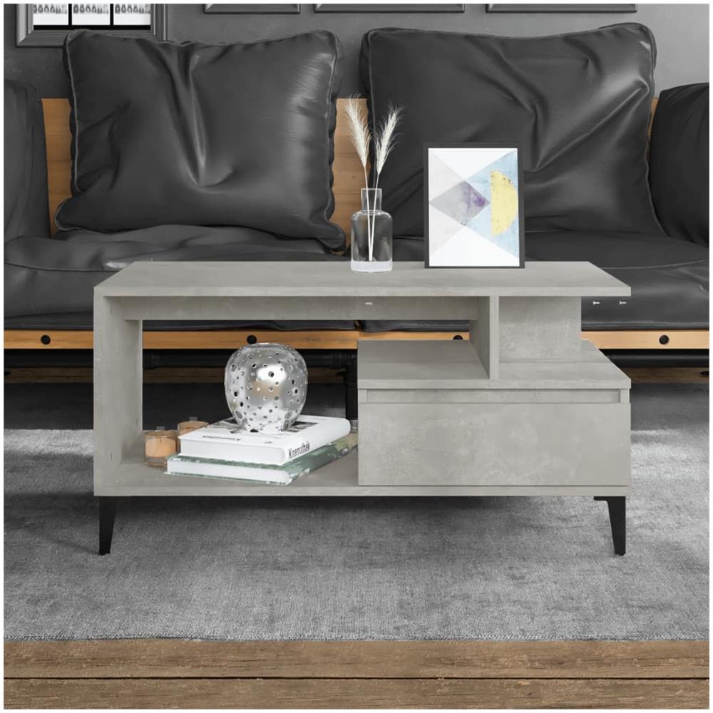 Tavolino Salotto Grigio Cemento 90x49x45 Cm Legno Multistrato - Foto 1