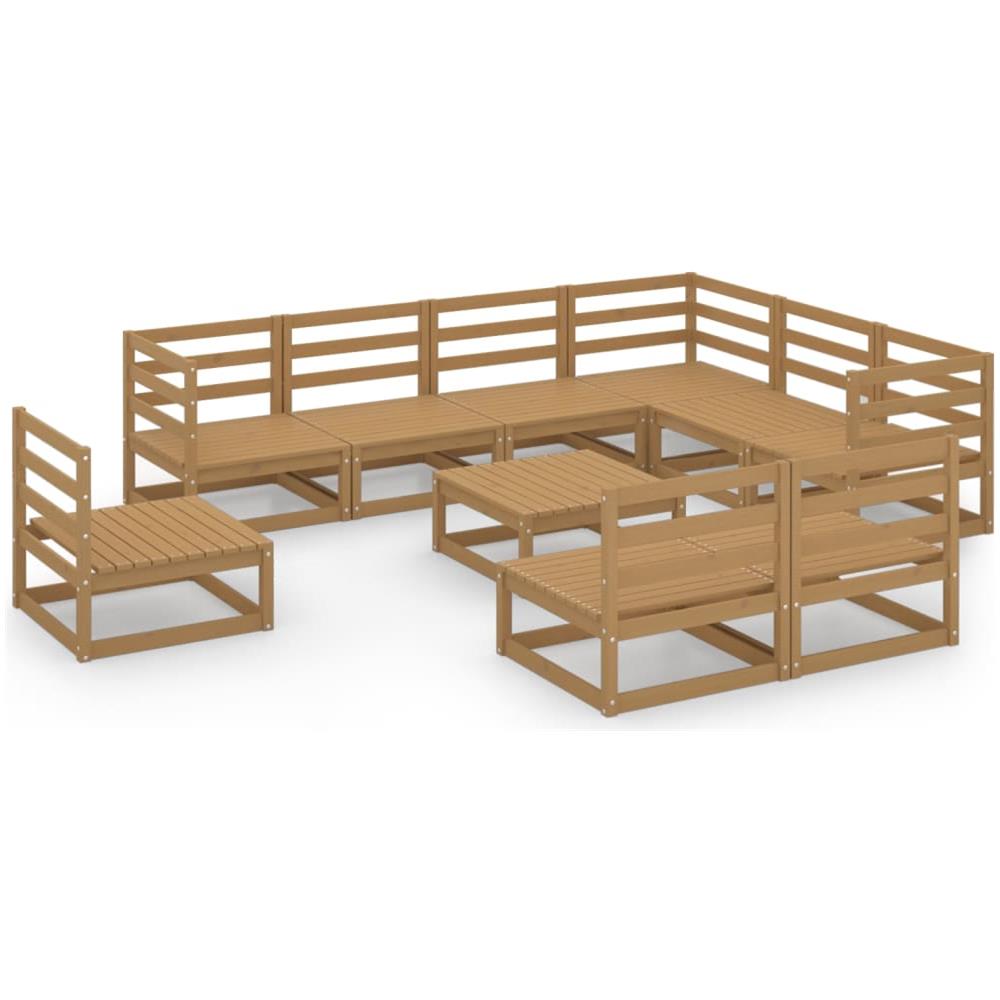 Set Divani Da Giardino 10 Pz Marrone Miele In Massello Di Pino - Foto 2