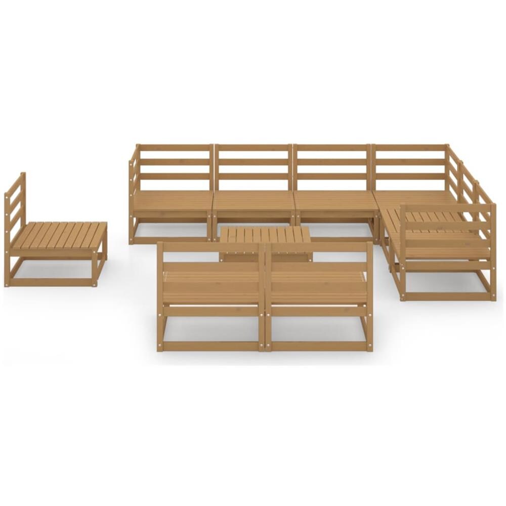 Set Divani Da Giardino 10 Pz Marrone Miele In Massello Di Pino - Foto 3