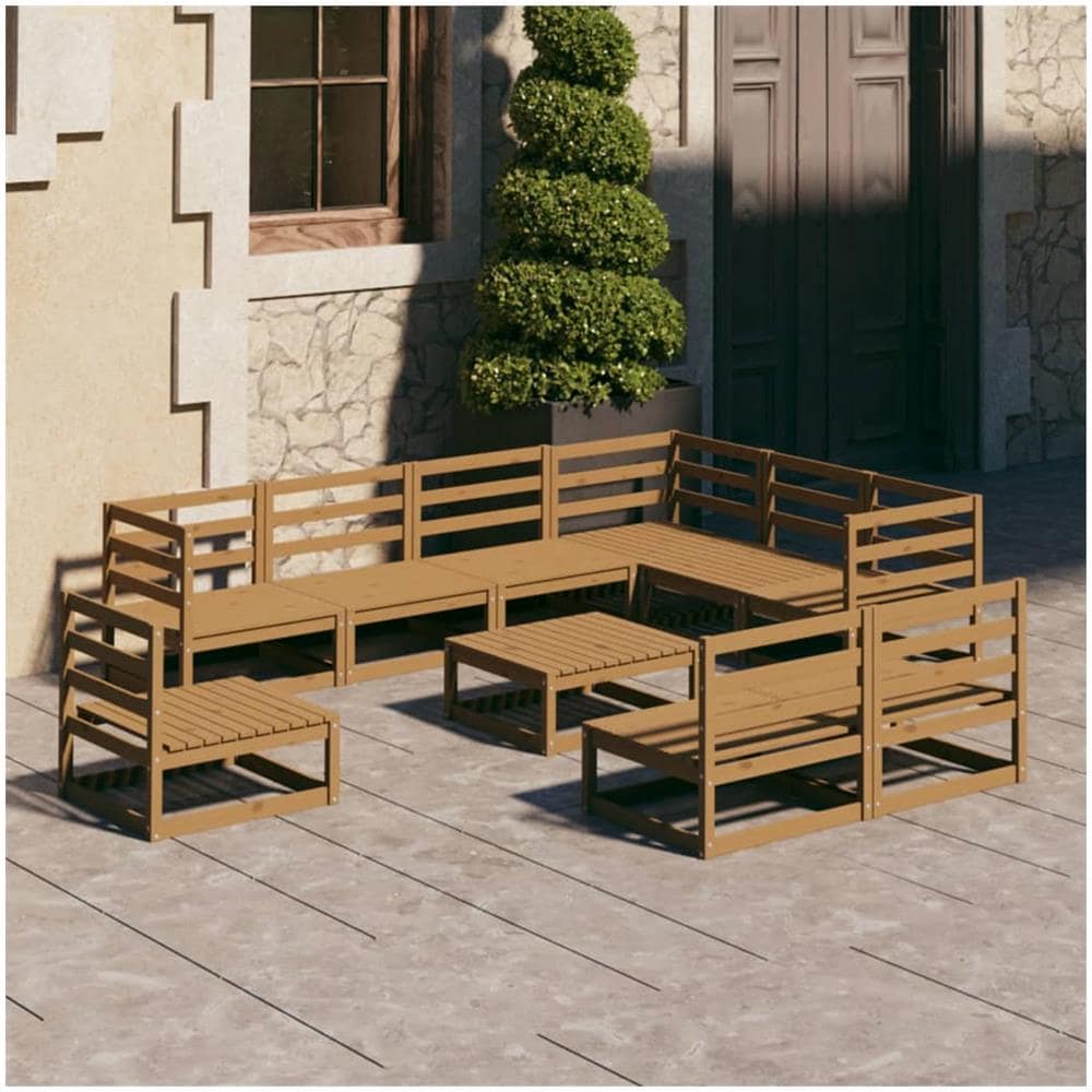 Set Divani Da Giardino 10 Pz Marrone Miele In Massello Di Pino - Foto 1