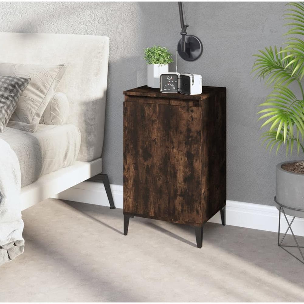 Comodino Rovere Fumo 40x35x70 Cm Legno Multistrato - Foto 1