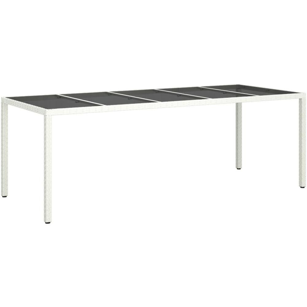 Tavolo Giardino Bianco 250x100x75 Cm Polyrattan Vetro Temperato - Foto 2