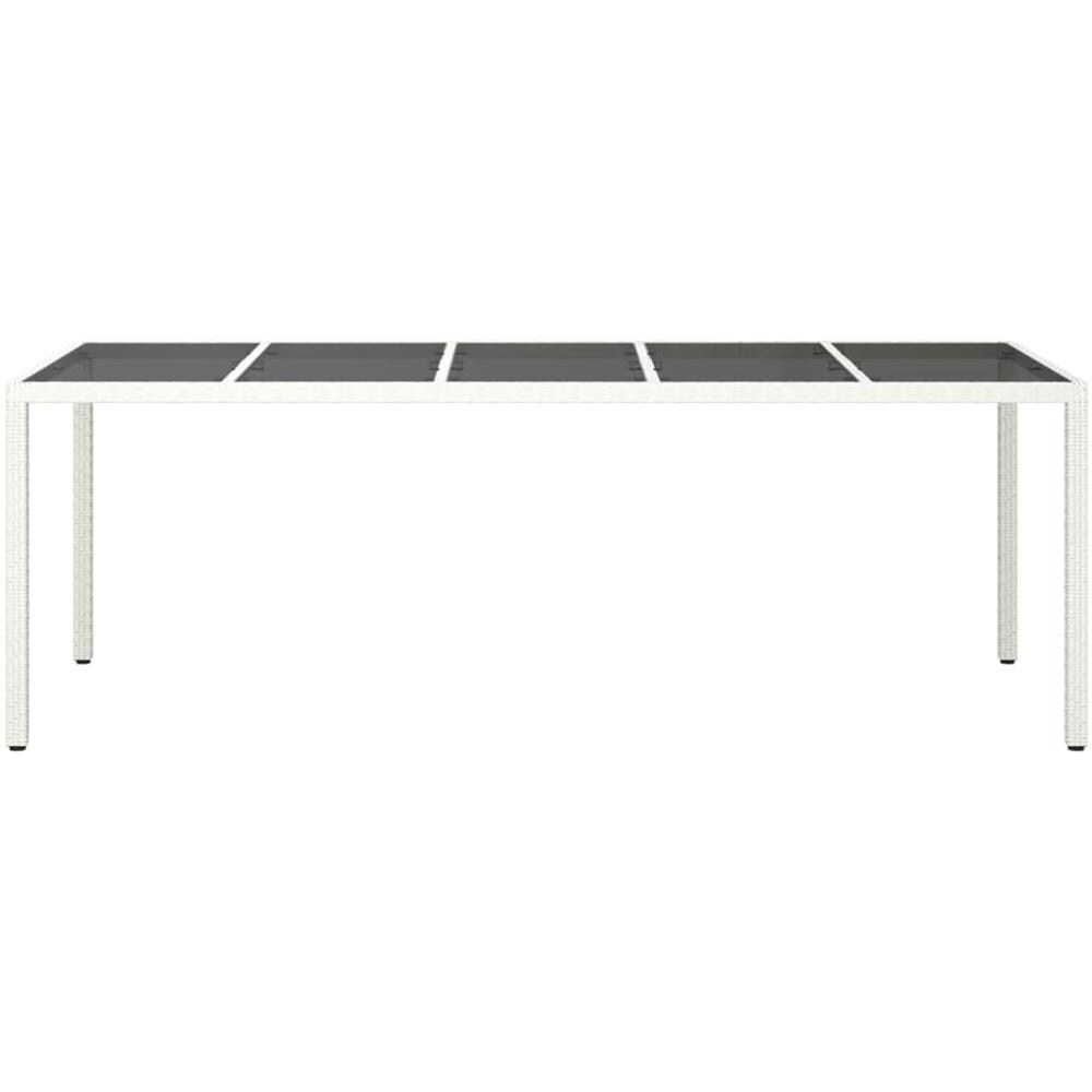 Tavolo Giardino Bianco 250x100x75 Cm Polyrattan Vetro Temperato - Foto 3
