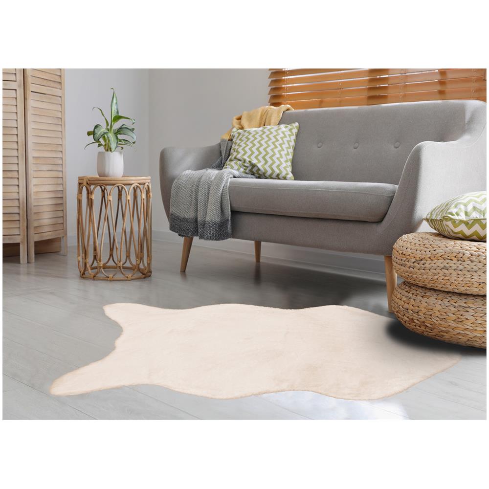 Tappeto Peloso In Pelliccia Ecologica Sagomato Modello Orsetto Varie Forme 130x150cm Avorio - Foto 5
