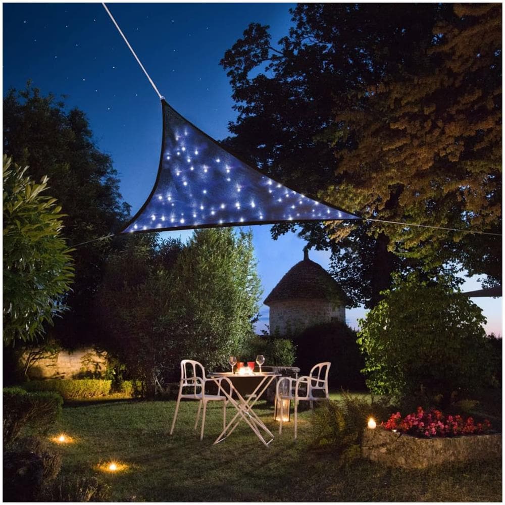 Vela Parasole Con Led Cielo Stellato Triangolare 3,6m Blu Scuro - Foto 1