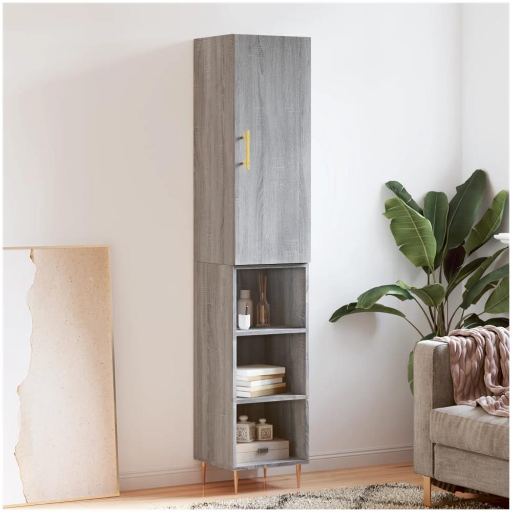 Credenza Grigio Sonoma 34,5x34x180 Cm In Legno Multistrato - Foto 1