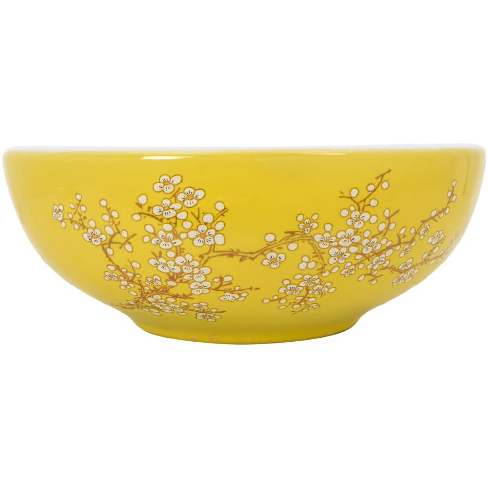 Lavabo Da Appoggio Bianco E Giallo Rotondo F41x14 Cm Ceramica - Foto 2