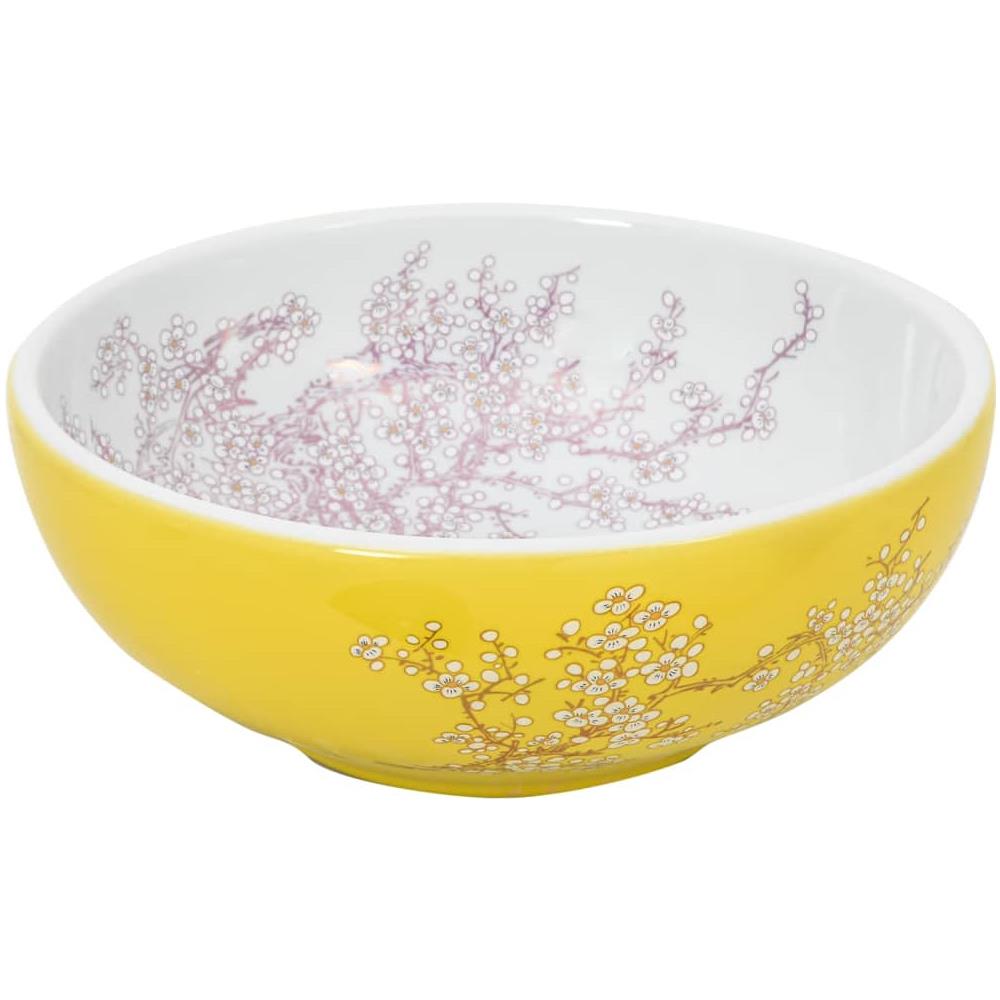 Lavabo Da Appoggio Bianco E Giallo Rotondo F41x14 Cm Ceramica - Foto 3