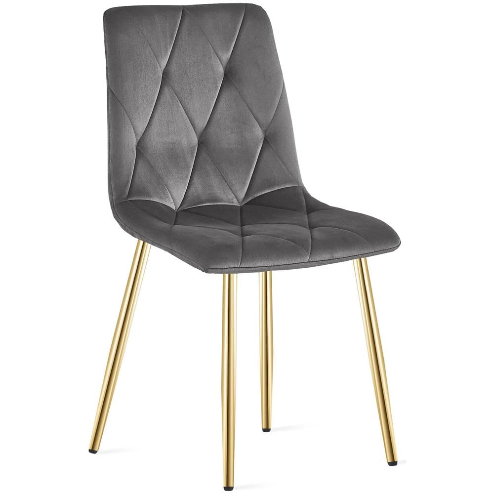 Sedia in velluto TYRA - Grigio scuro con gambe dorate - Foto 1