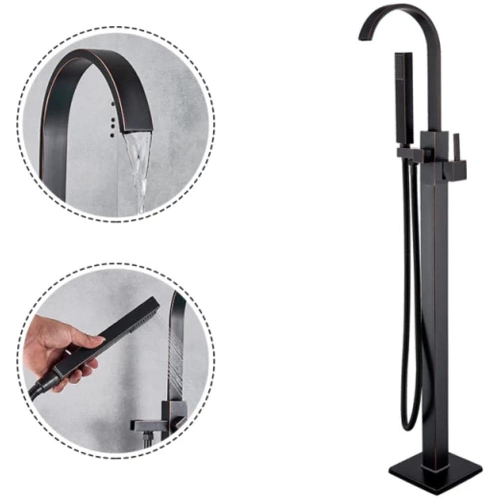 Rubinetto per vasca da bagno indipendente, Blackswan, tipo M29, modello nero anticato, misura 110 cm - Foto 2