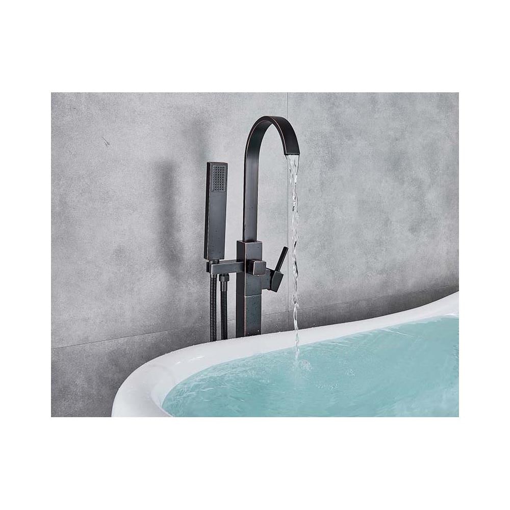 Rubinetto per vasca da bagno indipendente, Blackswan, tipo M29, modello nero anticato, misura 110 cm - Foto 4