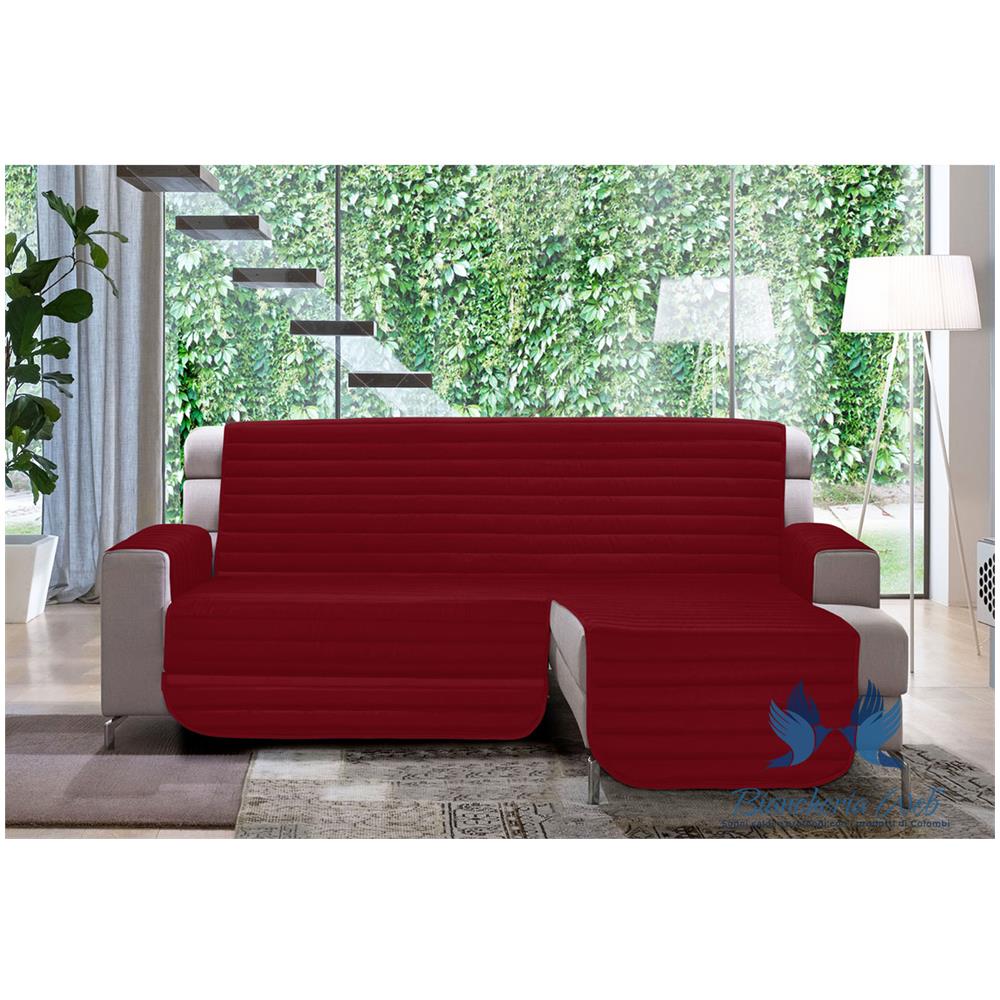 Copridivano Trapuntato Per Divani Con Penisola Modello Simpaty 290 Cm Bordeaux - Foto 1