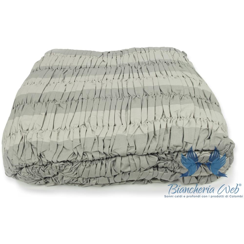 Copridivano Angolare Universale Arricciato Disegno Riga Larga 5 Posti Grigio - Foto 1