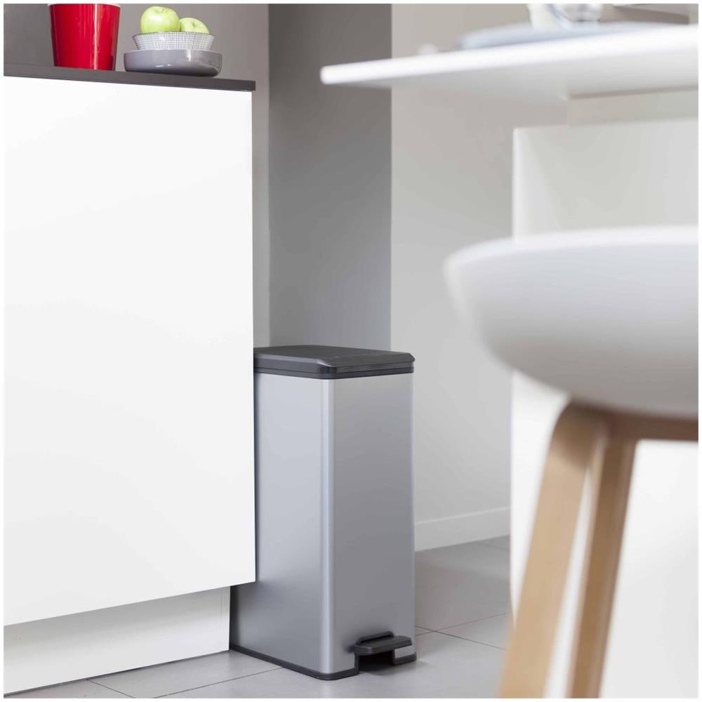 Pattumiera A Pedale Sottile Deco 40 L Argento 240640 - Foto 2