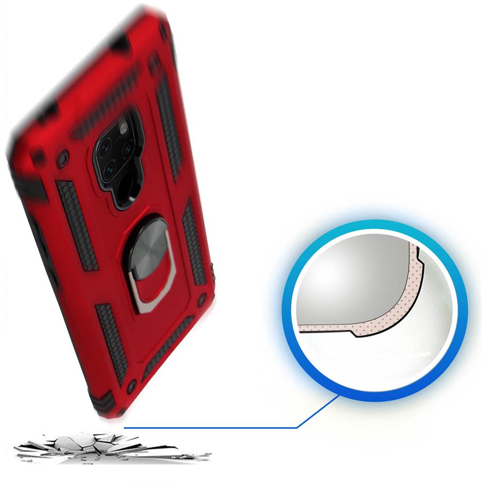 Cover Huawei Mate 20 Bi-materia Rigida Morbida Anello Magnetico Stand Rosso - Foto 5
