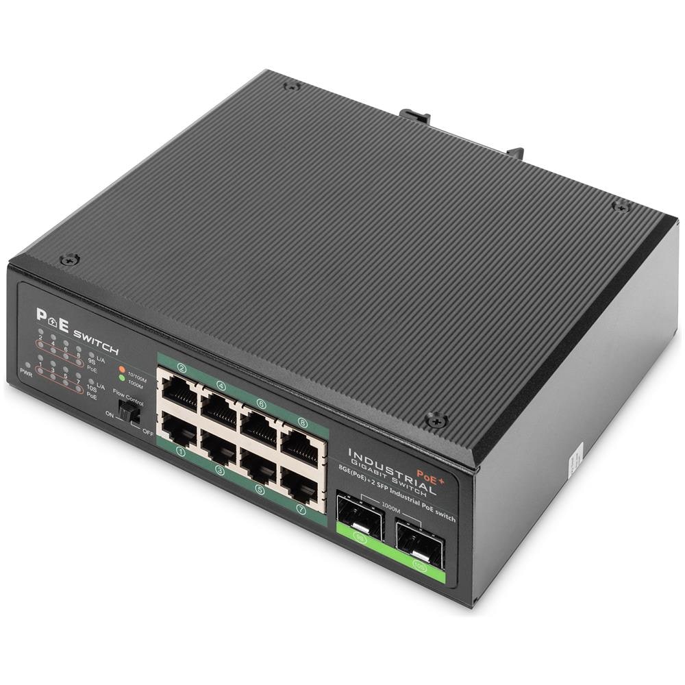 Switch Gigabit PoE+ di livello industriale a 8 porte con 2 porte uplink SFP - Foto 1
