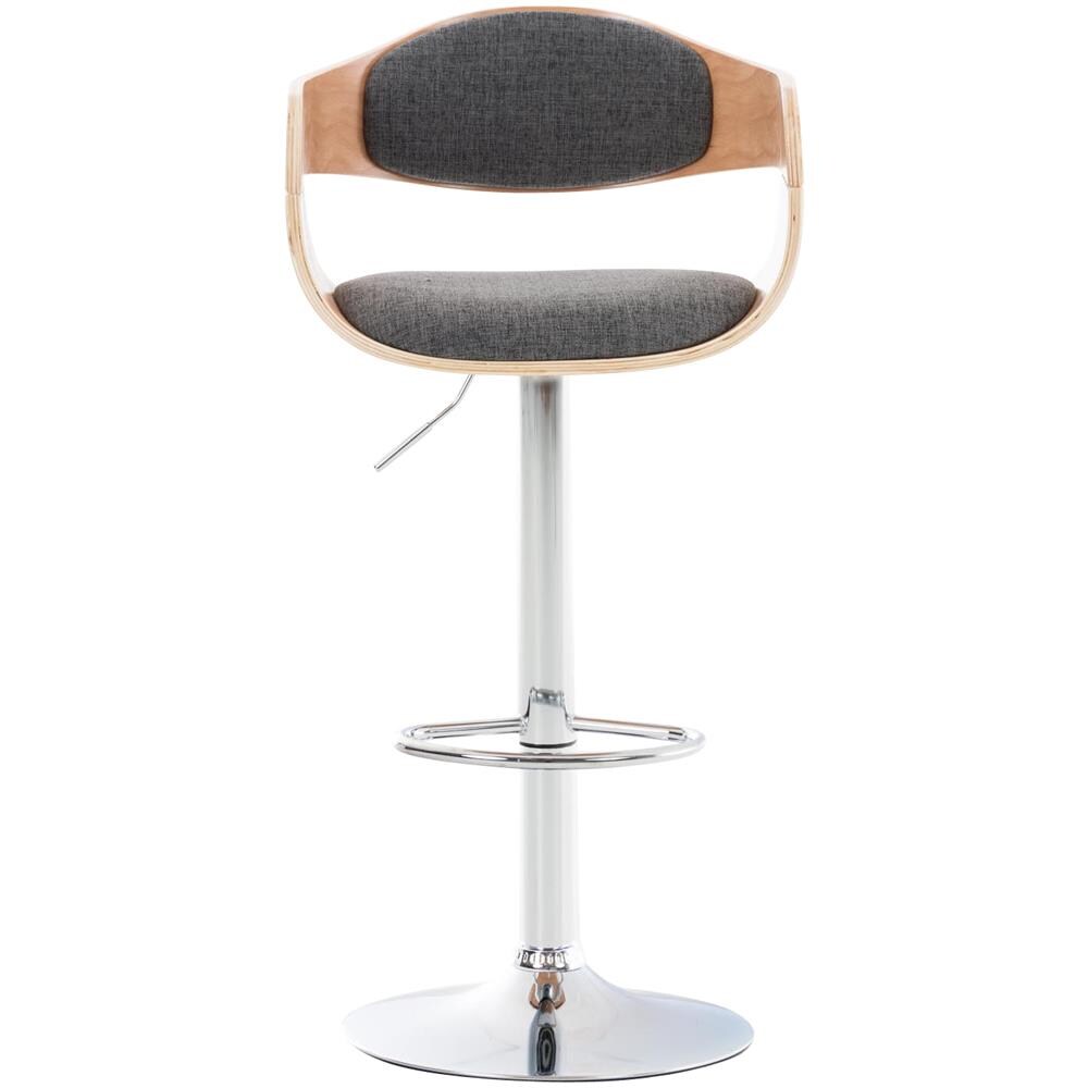 Sgabello rétro Kingston con Braccioli - Sgabello Bar Girevole 360° in Tessuto e Legno I Sgabello Alto Bancone Regolabile 63 - 77 cm Natura / Grigio Chiaro - Foto 2