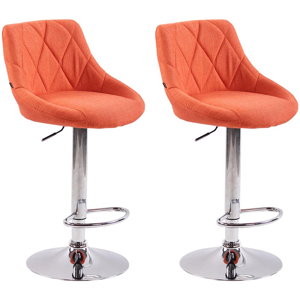 2X Sgabelli Design Lazio in Tessuto - Sedie Cucina Girevoli e Regolabili (83-104 cm) con Poggiapiedi I Sgabelli Bar Imbottiti (2 Pezzi) Arancione - Foto 1
