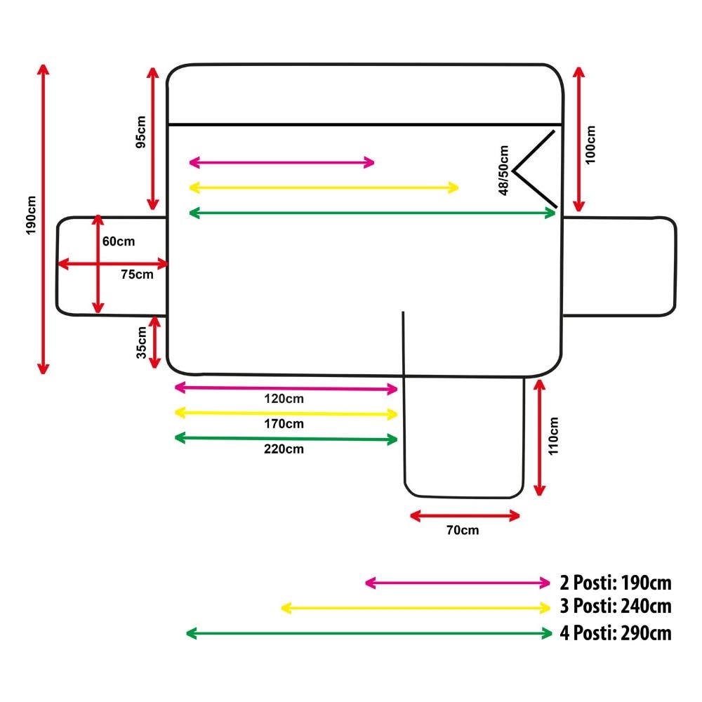 Copridivano Con Penisola Trapuntato Modello Best Colore Bordeaux 190 Cm Bordeaux - Foto 2