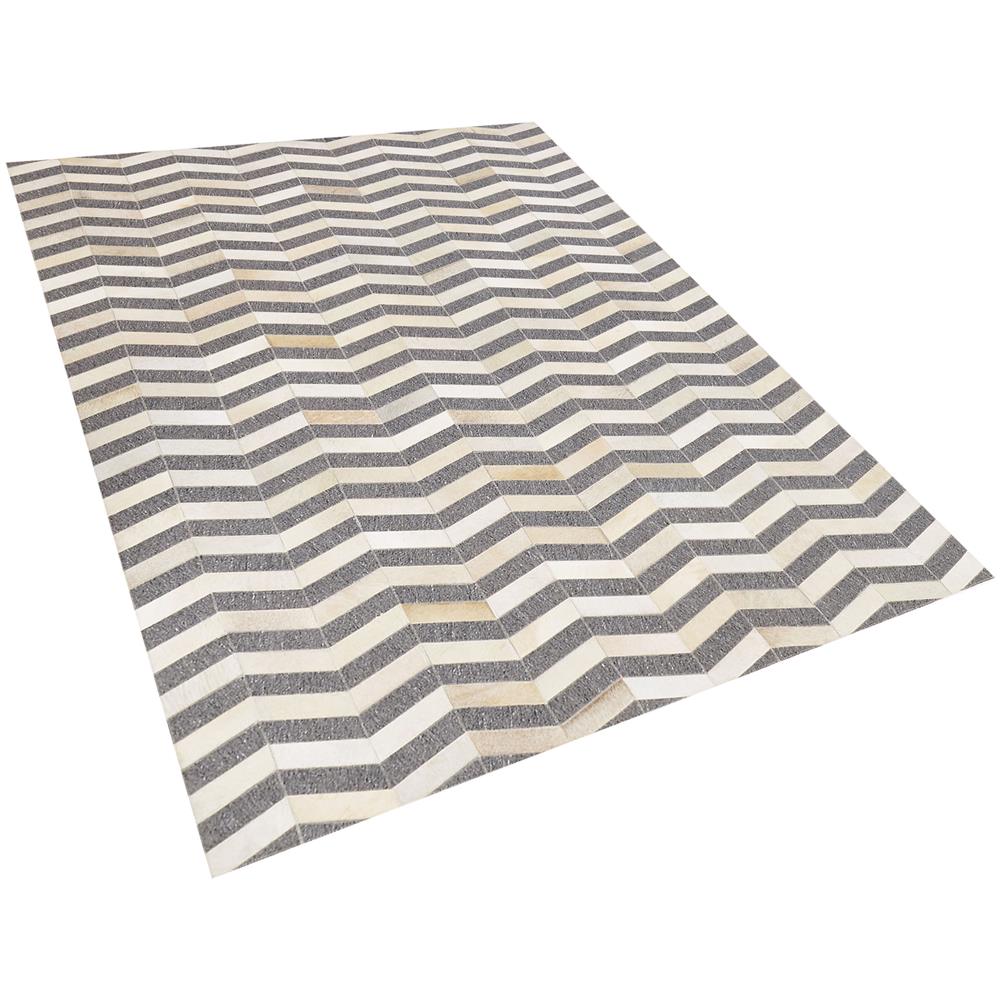 Tappeto In Pelle Di Mucca Grigio E Beige 160 X 230 Cm Baggoze - Foto 1