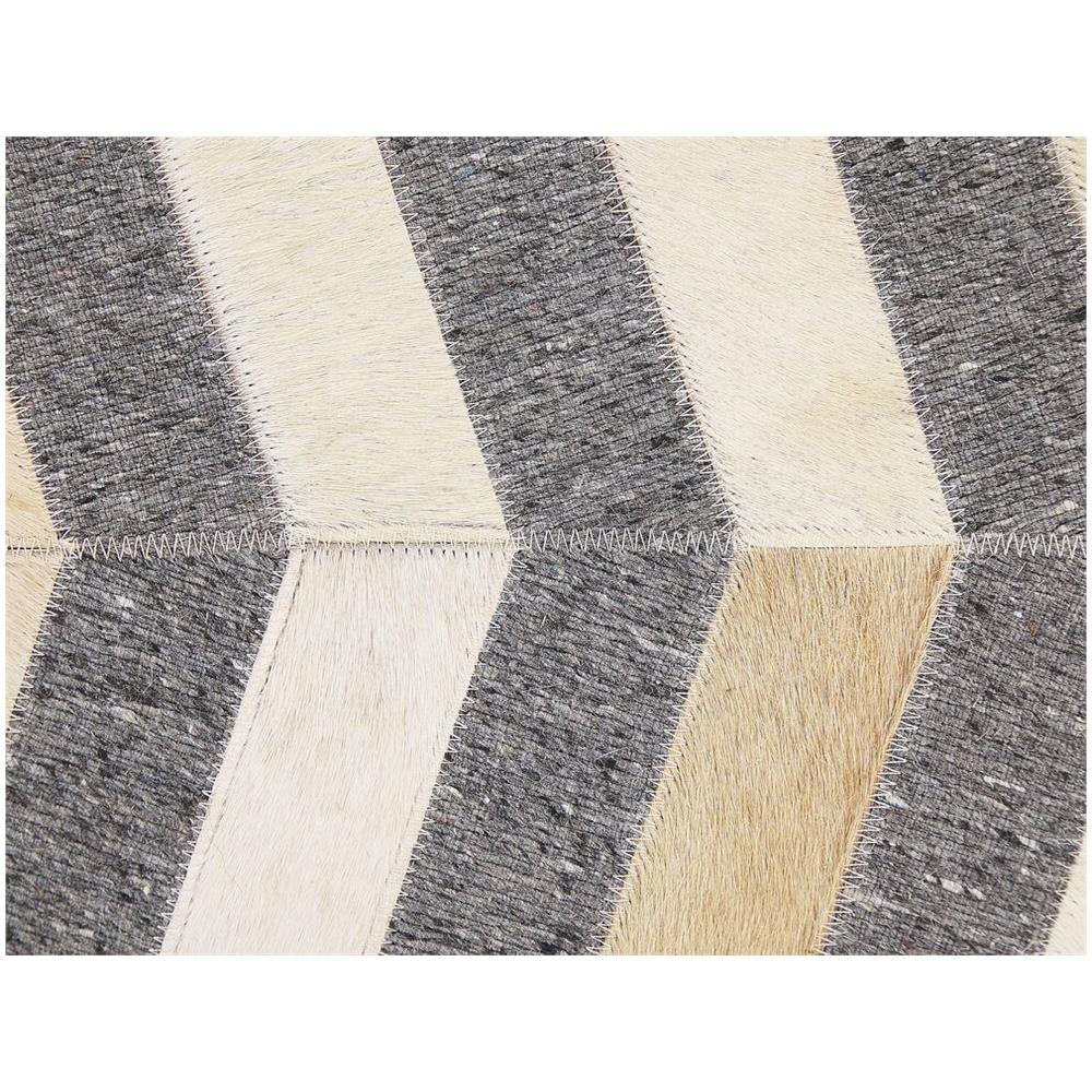 Tappeto In Pelle Di Mucca Grigio E Beige 160 X 230 Cm Baggoze - Foto 8