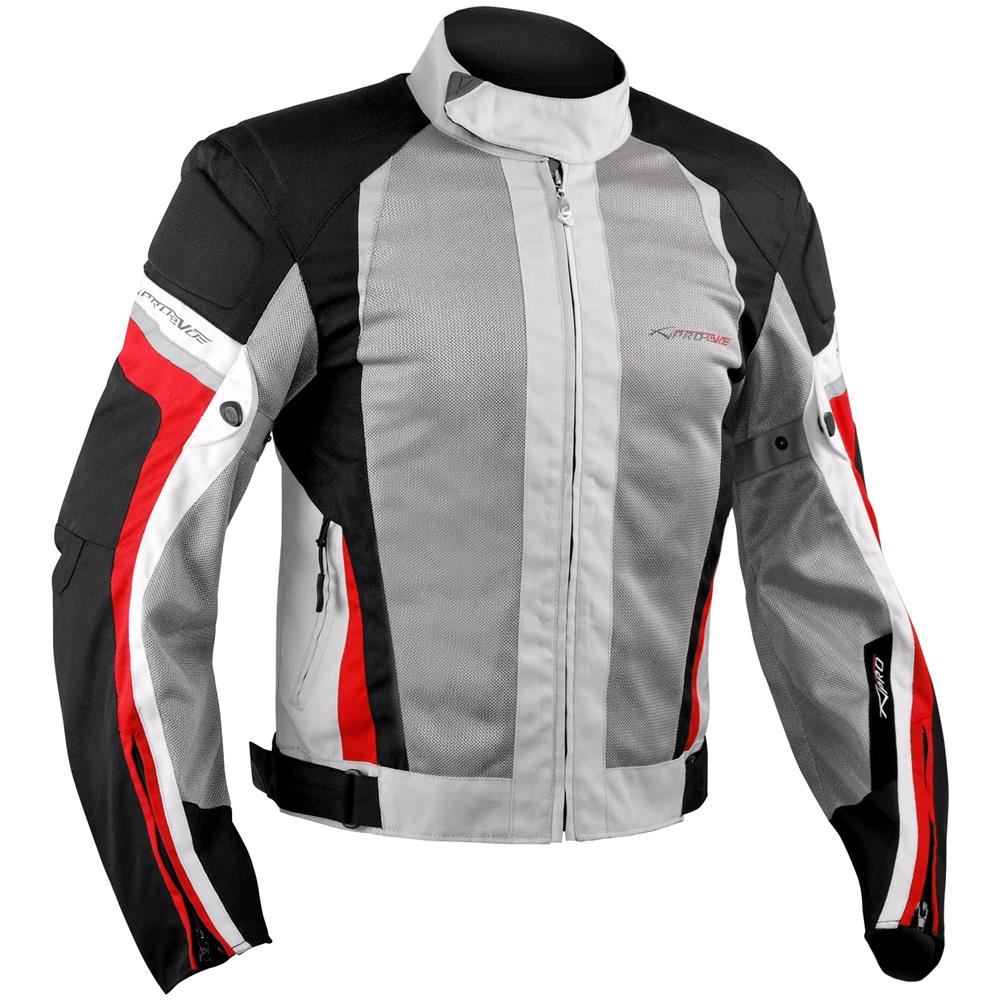 Giacca Moto Estiva Tessuto Rete Mesh Traspirante Protezioni Ce Grigio / rosso S - Foto 2
