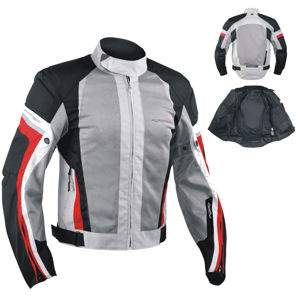 Giacca Moto Estiva Tessuto Rete Mesh Traspirante Protezioni Ce Grigio / rosso S - Foto 1