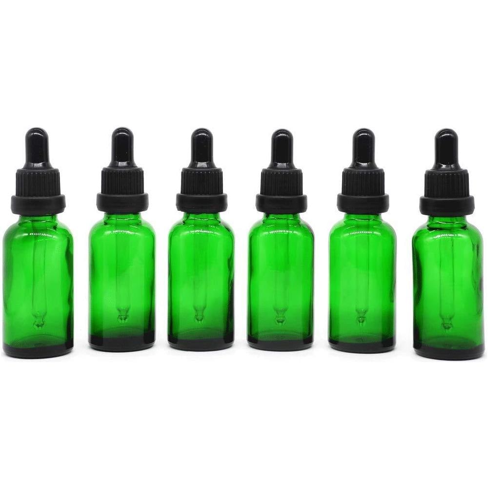 30ml Verde Contagocce Bottiglie Di Vetro Vuote Contagocce Con Vetro Pipetta Contagocce Piccolo Campione Bottiglie Di Vetro Per Lolio Essenziale Del Diffusore Massaggi Bellezza Olio Mix - 6 Pezzi - Foto 1