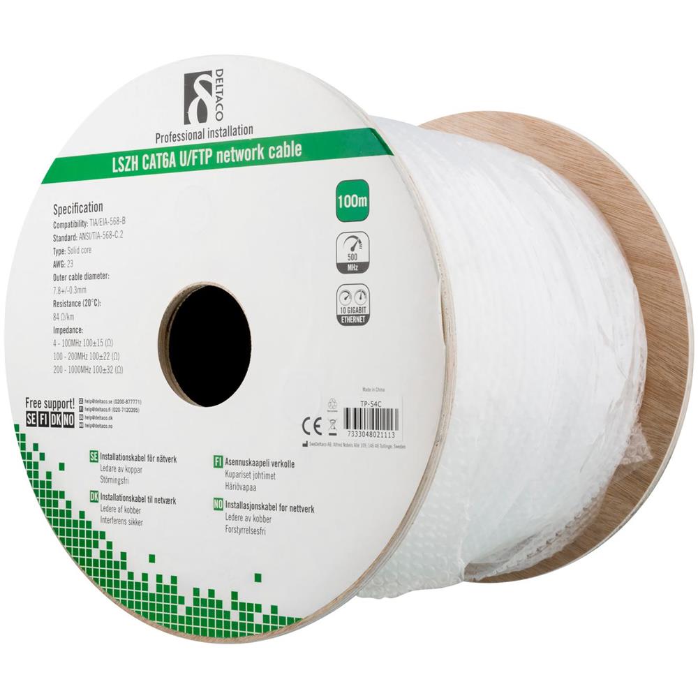 Cavo Di Installazione U / Ftp Cat6a, Tamburo Da 100 M, 500 Mhz, Lszh, Bianco - Foto 1