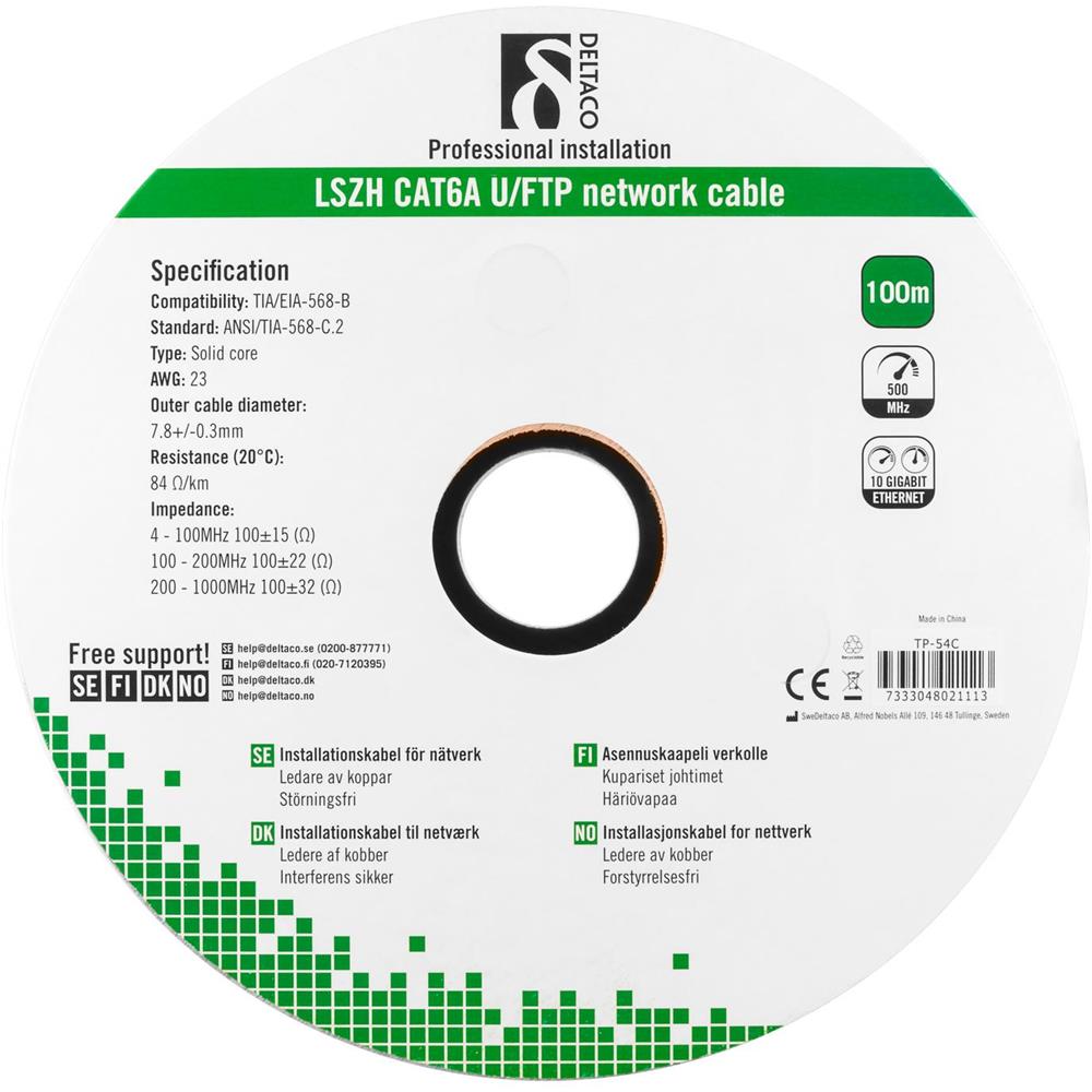 Cavo Di Installazione U / Ftp Cat6a, Tamburo Da 100 M, 500 Mhz, Lszh, Bianco - Foto 2