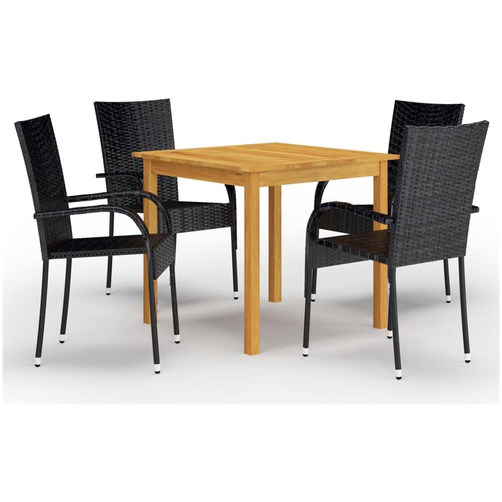Set Mobili da Pranzo per Giardino 5 pz Nero - Foto 1