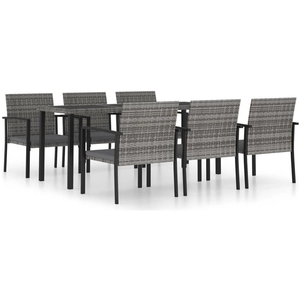 Set da Pranzo da Giardino 7 pz in Polyrattan Grigio - Foto 1