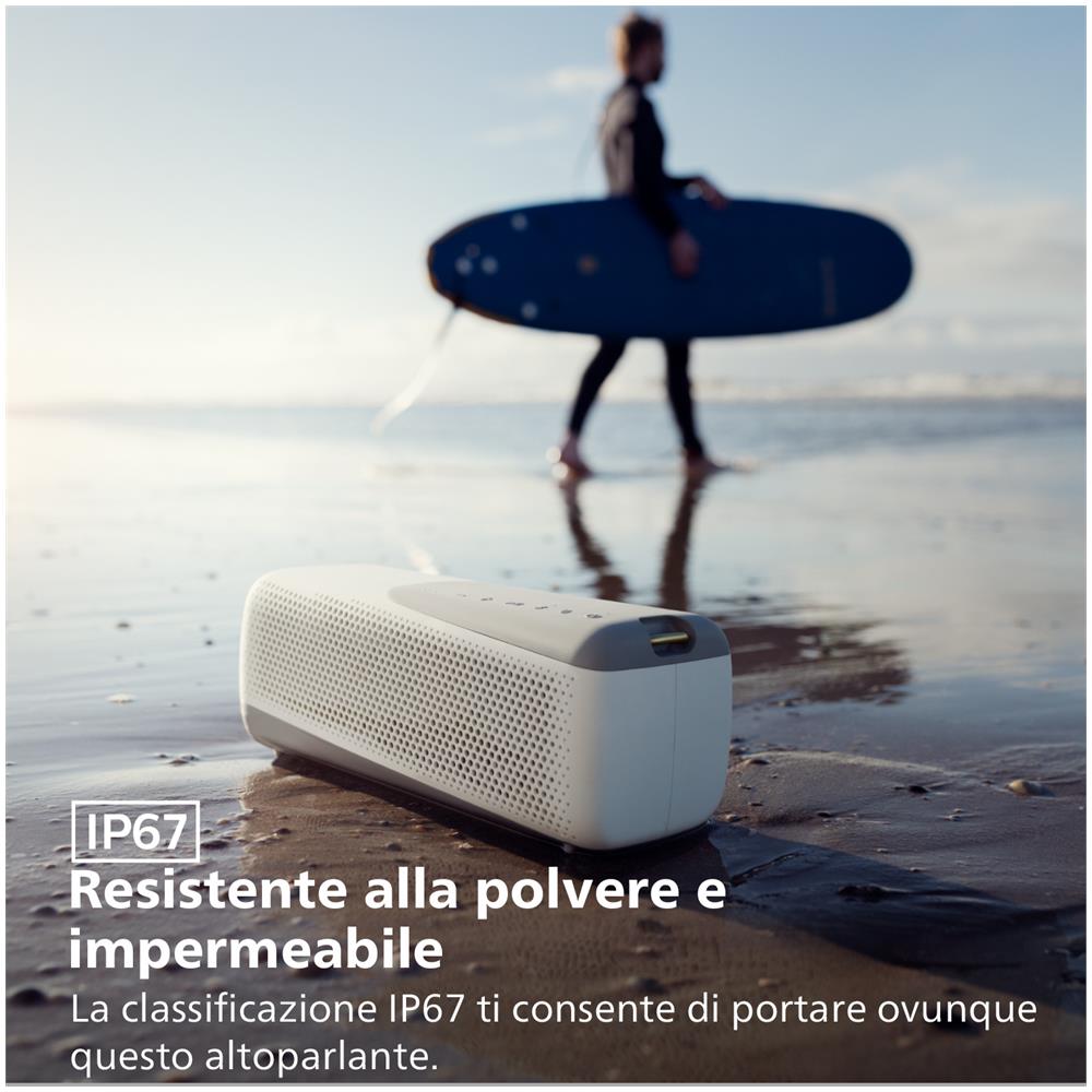 Altoparlante Bluetooth TAS4807W/00 Resistente agli Spruzzi/Acqua Microfono Incorporato Colore Bianco - Foto 7