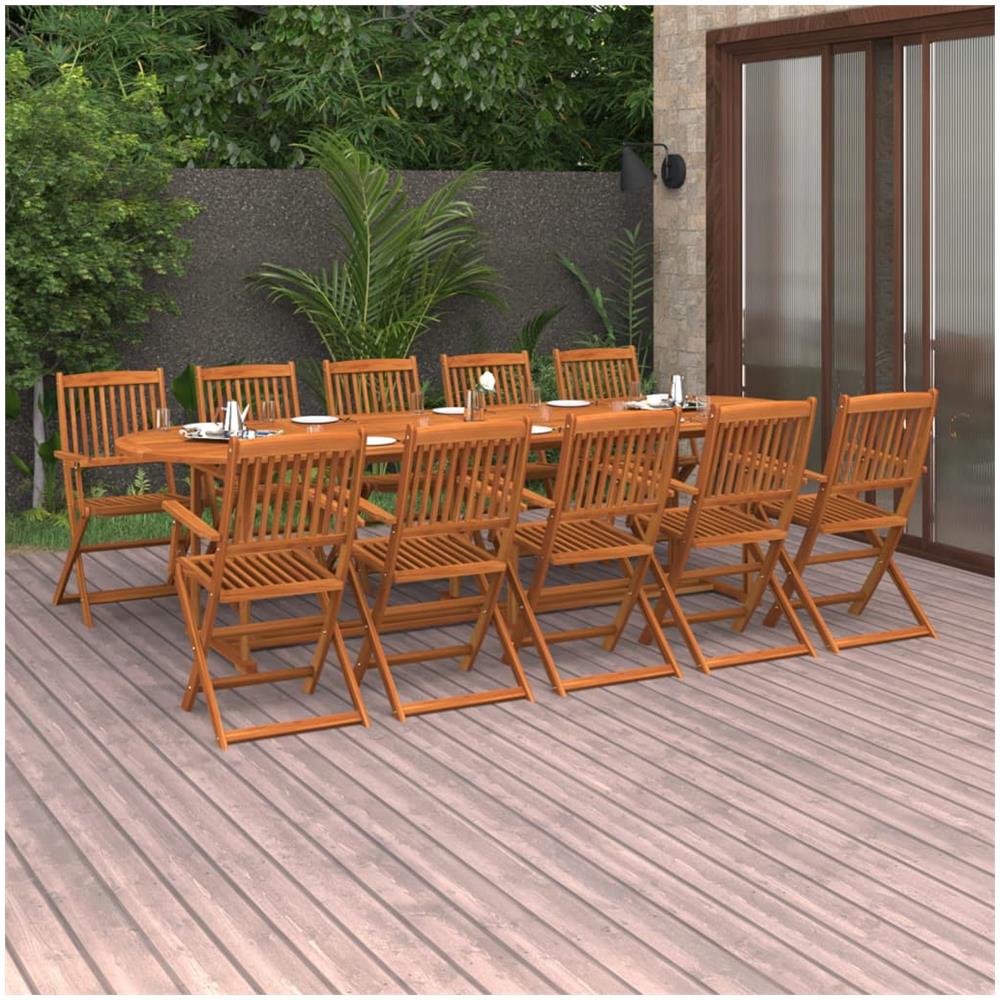 Set da Pranzo da Giardino 11 pz 280x90x75 cm Massello di Acacia - Foto 1