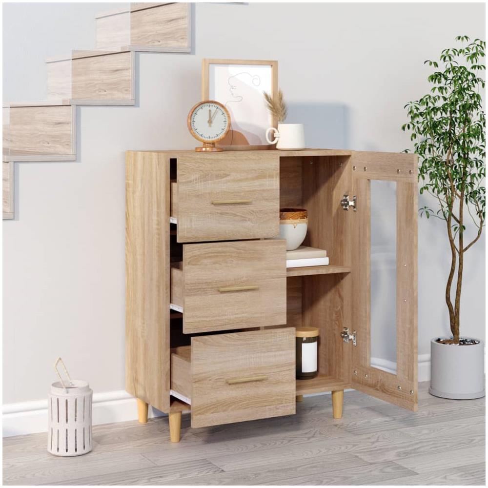 Credenza Rovere Sonoma 69,5x34x90 Cm In Legno Multistrato - Foto 3