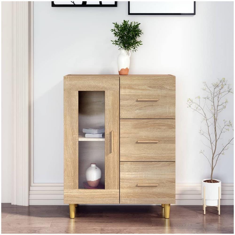 Credenza Rovere Sonoma 69,5x34x90 Cm In Legno Multistrato - Foto 1