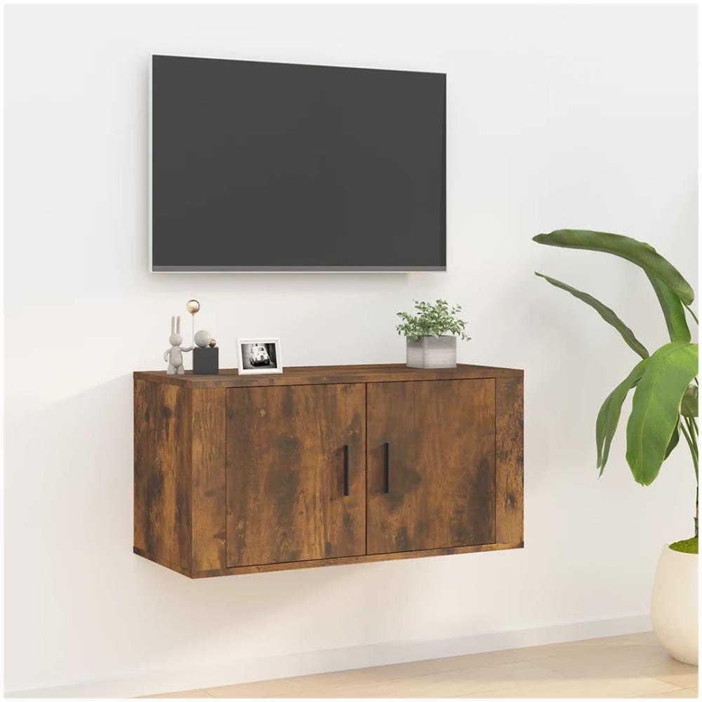 Mobile Porta Tv A Parete Rovere Fumo 80x34,5x40 Cm - Foto 1