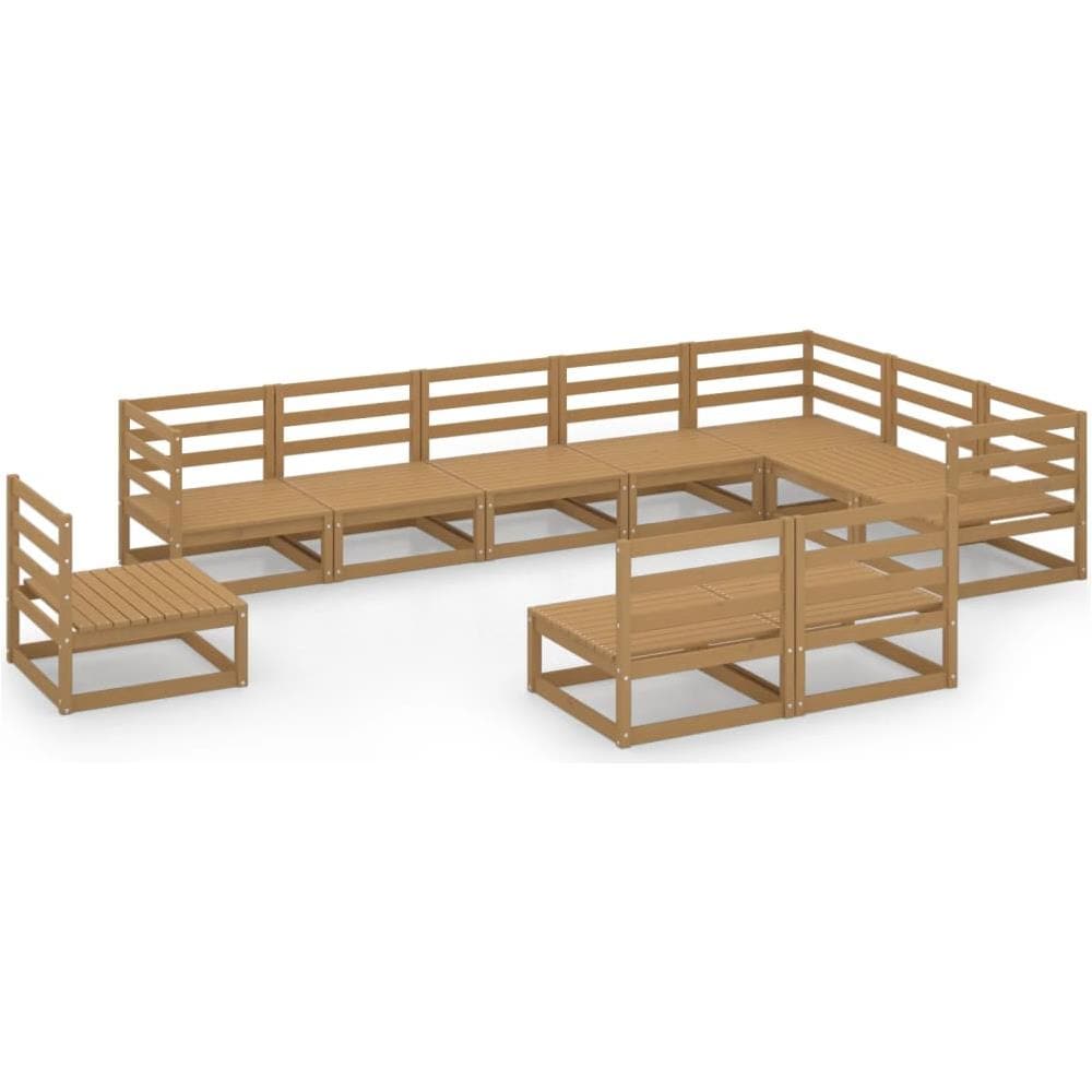 Set Divani Da Giardino 10 Pz Marrone Miele In Massello Di Pino - Foto 2