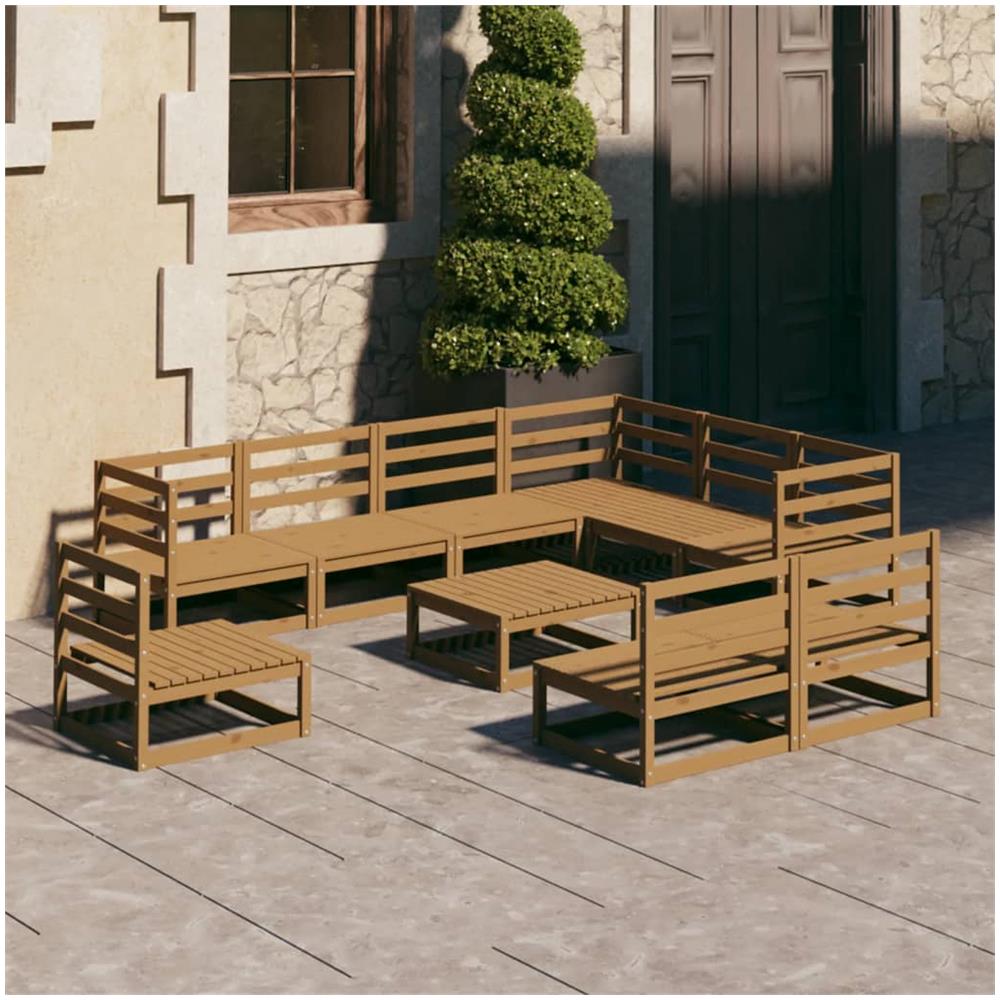Set Divani Da Giardino 10 Pz Marrone Miele In Massello Di Pino - Foto 1