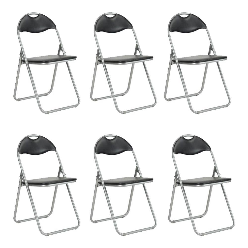 Set 6 Pezzi Sedie Imbottite Pieghevoli Colore Nero Struttura Silver Sedia Metal - Foto 2