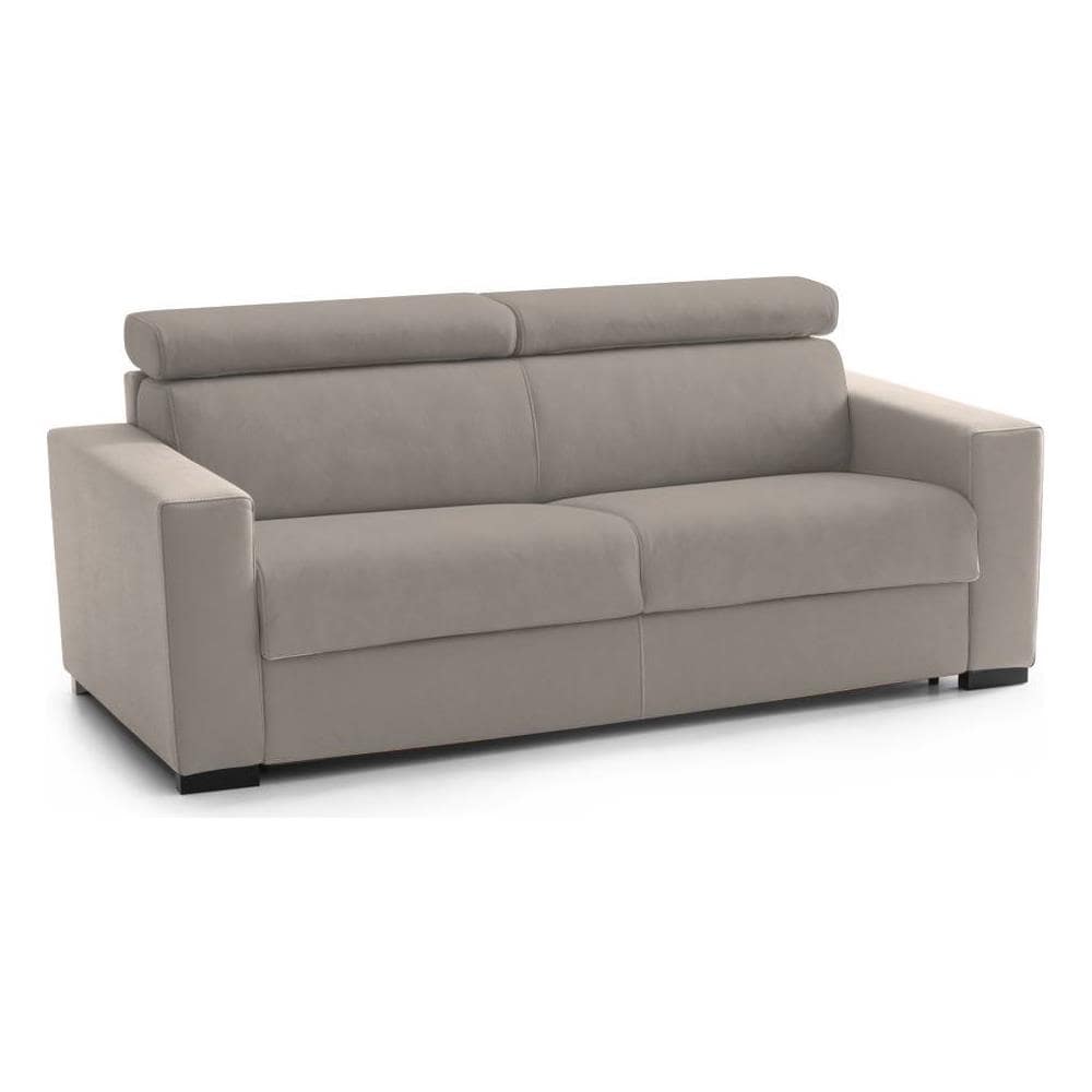 Divano Letto Aisha, Divano A 3 Posti, 100% Made In Italy, Sofà Soggiorno Con Apertura Girevole, Con Poggiatesta Regolabili E Braccioli Slim, Cm 200x95h85, Tortora - Foto 4