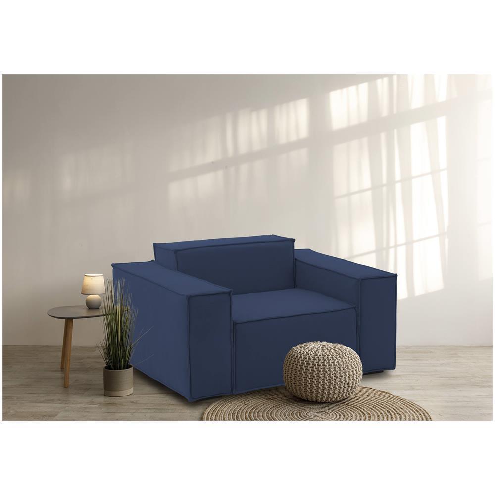 Poltrona Cristiana, Poltrona Da Salotto, 100% Made In Italy, Poltroncina Relax In Tessuto Imbottito, Cm 160x95h70, Blu - Foto 1