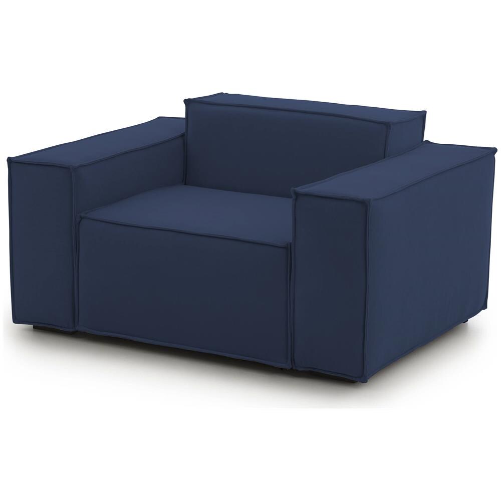 Poltrona Cristiana, Poltrona Da Salotto, 100% Made In Italy, Poltroncina Relax In Tessuto Imbottito, Cm 160x95h70, Blu - Foto 2