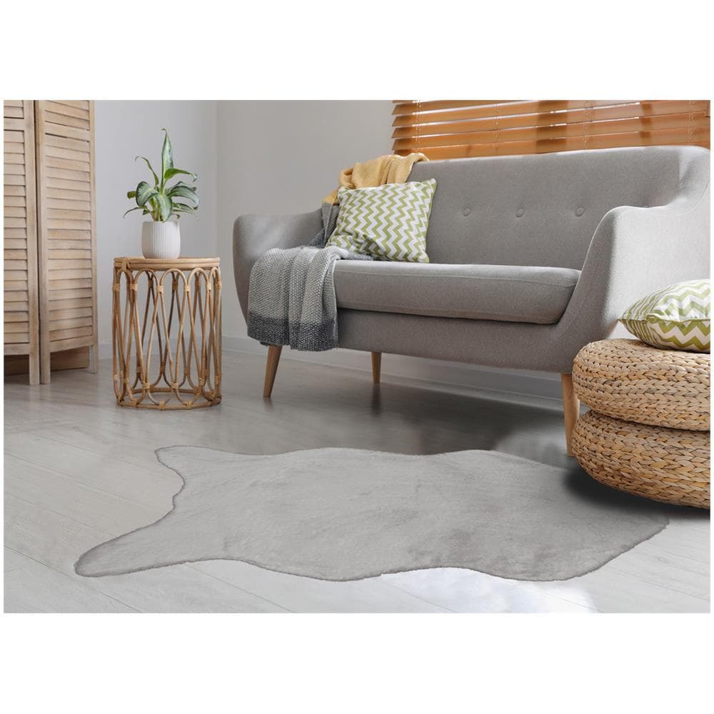 Tappeto Peloso In Pelliccia Ecologica Sagomato Modello Orsetto Varie Forme 130x150cm Perla - Foto 5