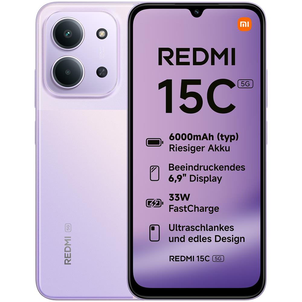 Redmi 15C 5G 128GB 4GB Ram Display 6.9” Main Camera 50MP f / 1.8 Dual nanoSim USB Type-C Dimensity 6300 6000mAh Dusk Purple - Foto 1