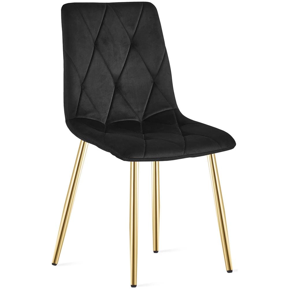 Sedia TYRA - Elegante design rivestito in velluto nero con gambe dorate - Foto 1