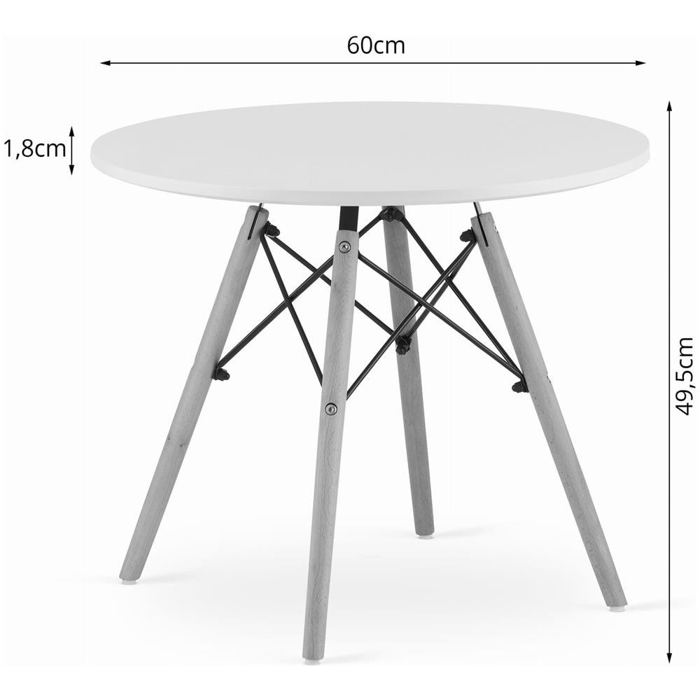 Tavolino da salotto Ø60 cm, bianco /faggio - Foto 1